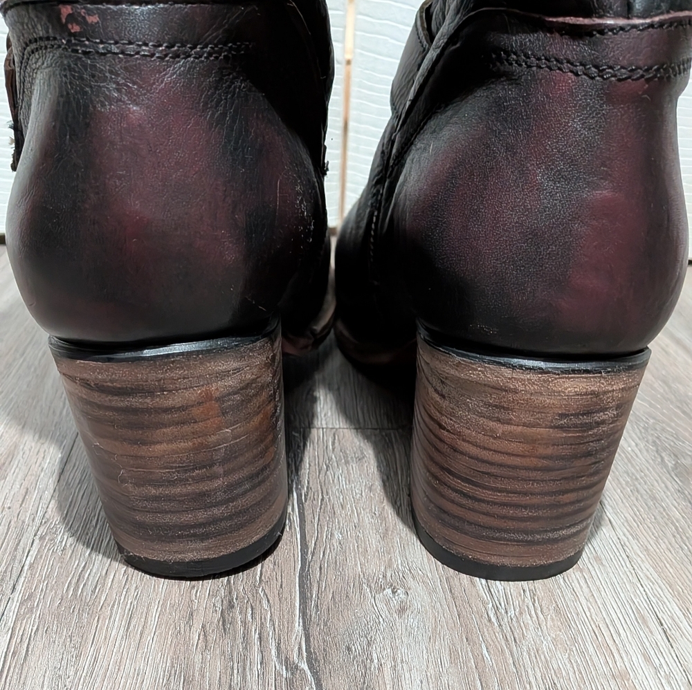 NEW Freebird Carson Leather Tall Boots Sz 11 Deep Wine & Brown - Picture 7 of 12